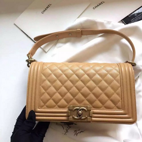 Chanel Le Boy original caviar leather beige 25cm